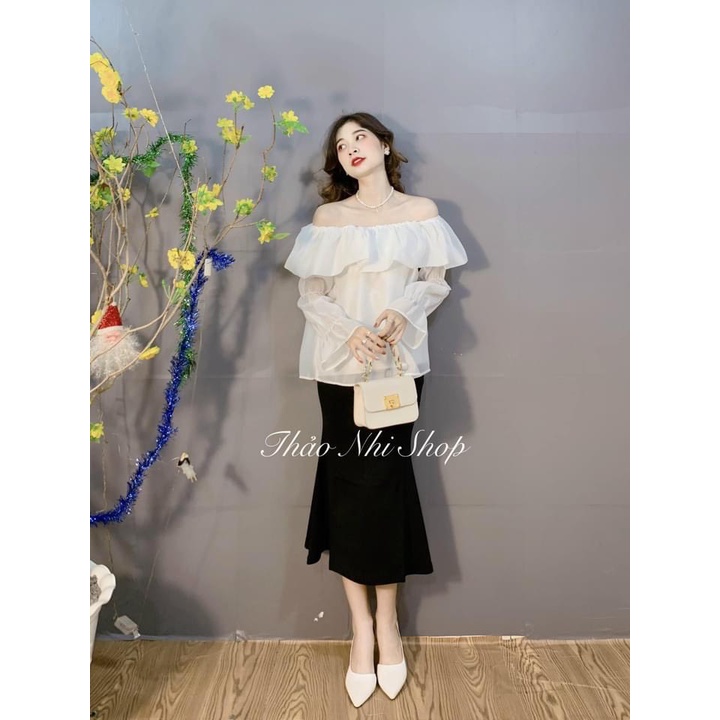 Set váy trễ vai bèo ngực mix chân váy đuôi cá - Hàng có sẵn - Xưởng may Lộc Vân - V21