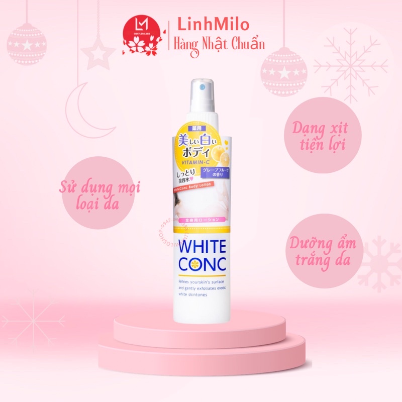 Lotion xịt dưỡng trắng da White Conc Vitamin C 245ml Nhật Bản