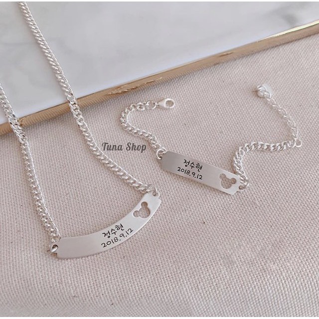 Vòng tay bạc em bé hàng thiết kế, Lắc bạc cho bé được khắc chữ theo yêu cầu  TUNA SILVER Trang sức bạc