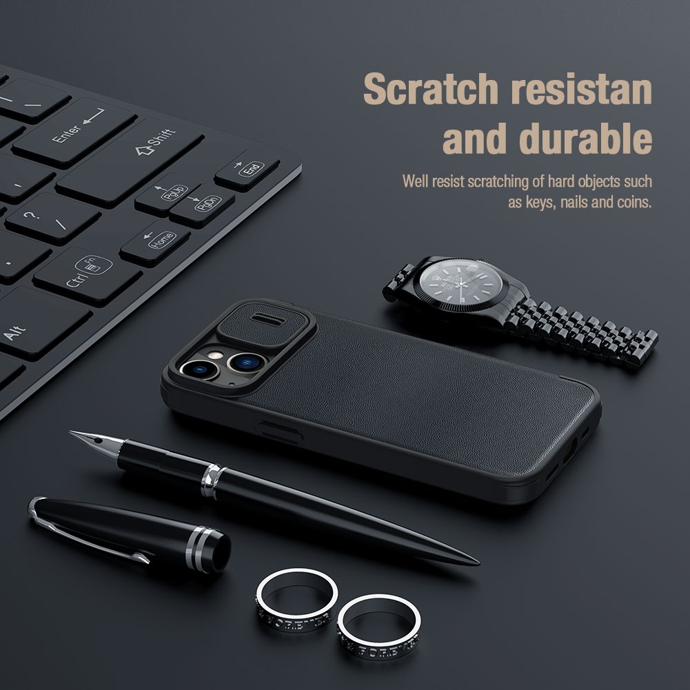 Ốp Điện Thoại Nillkin QIN Pro Bằng Vải Da Nắp Lật Chống Sốc Có Ngăn Đựng Thẻ Và Giá Đỡ Cho iPhone 14