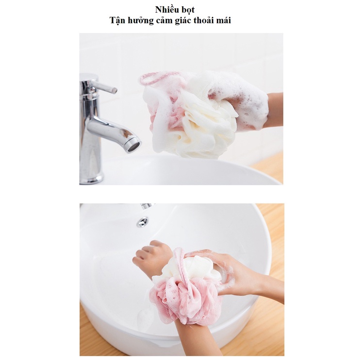 Bông tắm tròn tạo bọt tẩy tế bào chết tiện dụng 55gram- Màu ngẫu nhiên