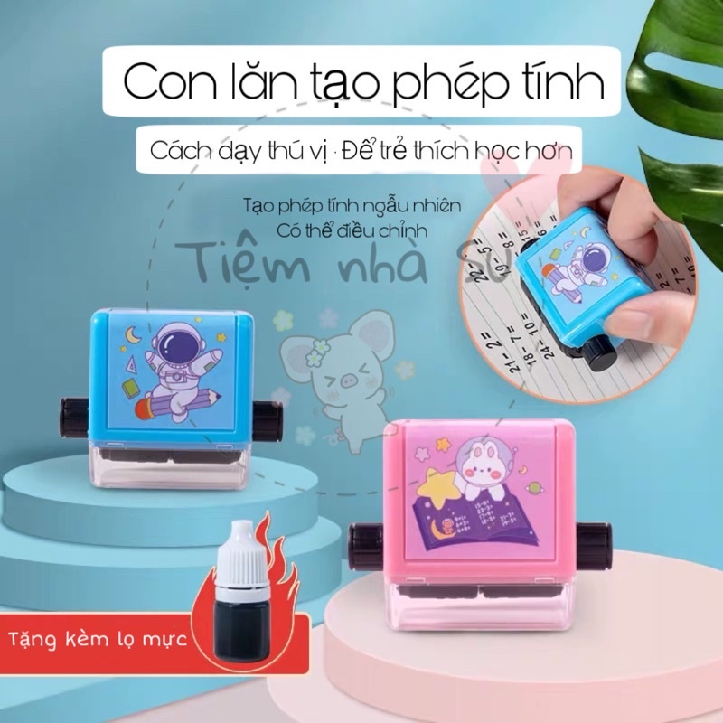 [ Đủ 4 dấu] Con lăn , máy tạo, máy in phép tính cộng trừ nhân chia ngẫu nhiên thông minh dành riêng cho bé