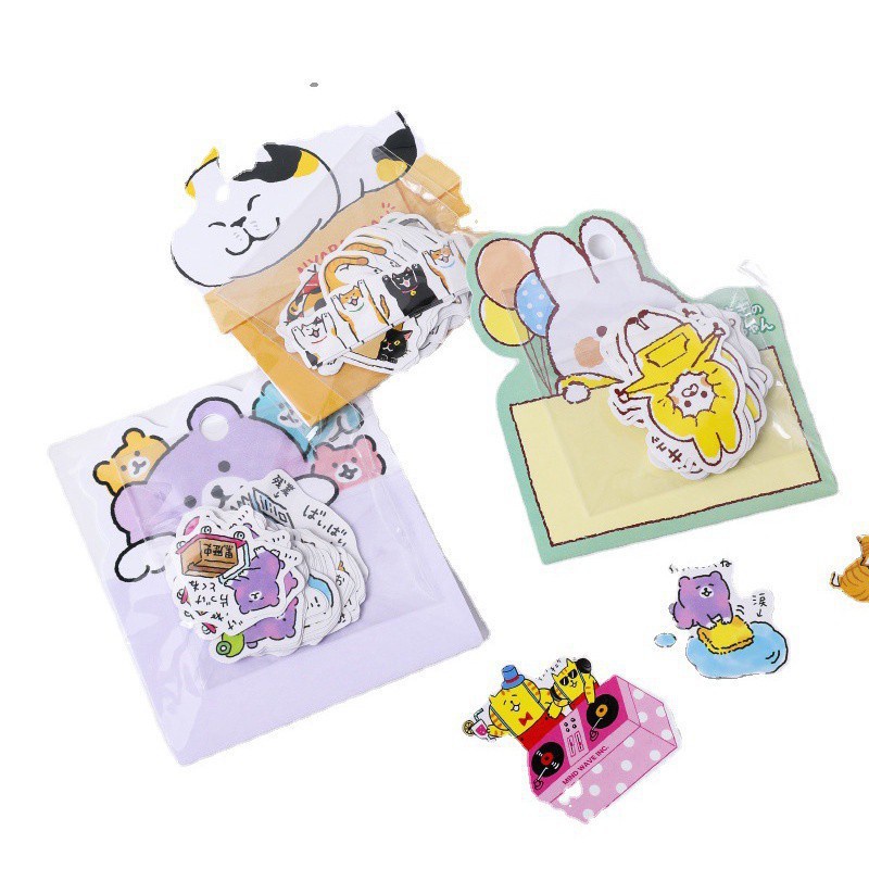 Túi 40 nhãn dán tùy chọn họa tiết đáng yêu trang trí nhật ký/ sổ lưu niệm