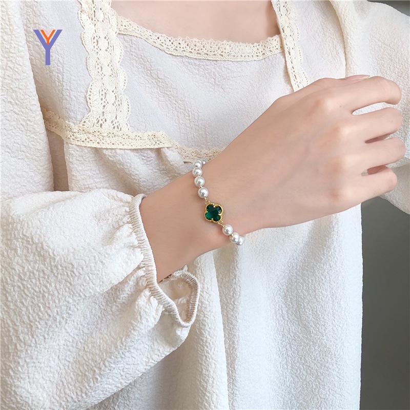 Vòng Đeo Tay Đính Đá Zircon Và Ngọc Trai Giả Sang Trọng Cho Nữ