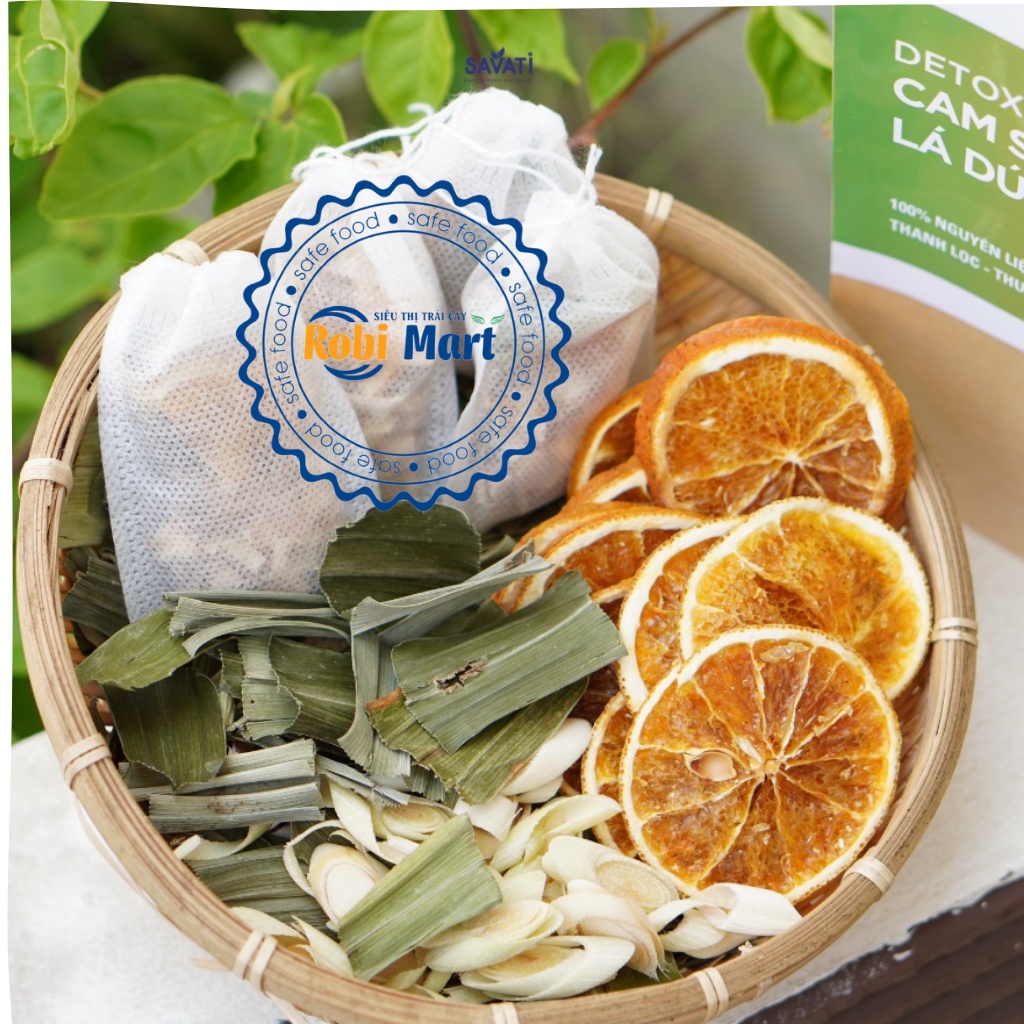Trà chanh sả lá dứa Robimart hộp 110gram detox tăng cường sức khỏe
