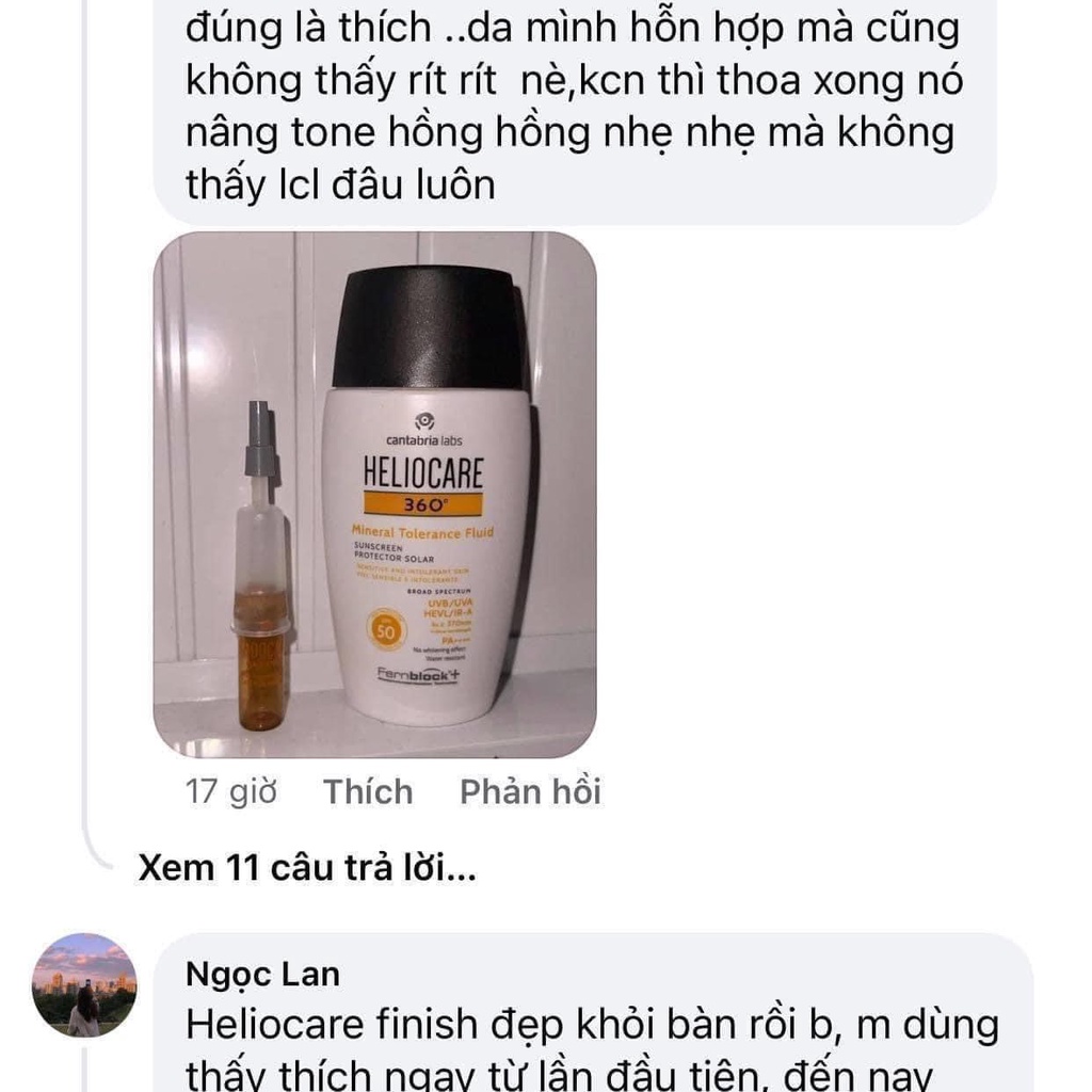 Kem chống nắng Heliocare Mineral Tolerance Fluid