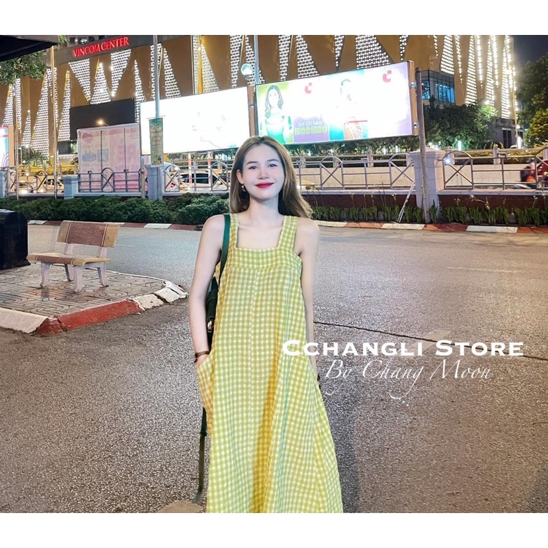 Váy kẻ caro 2 dây chun lưng hàng loại 1
