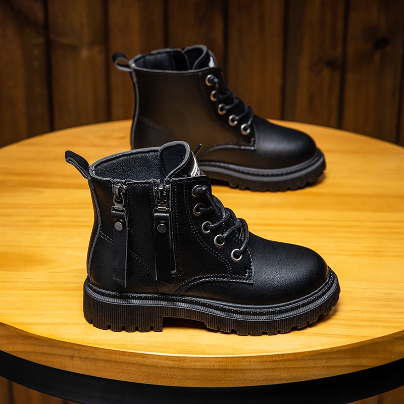 Giày Bốt Martin Bằng Da Bò Chống Trượt Chống Trơn Thời Trang Hàn Quốc Cho Trẻ Em