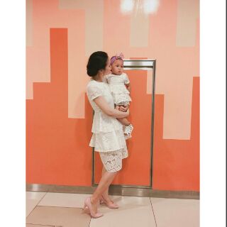 Set đầm ren trắng Mẹ và bé