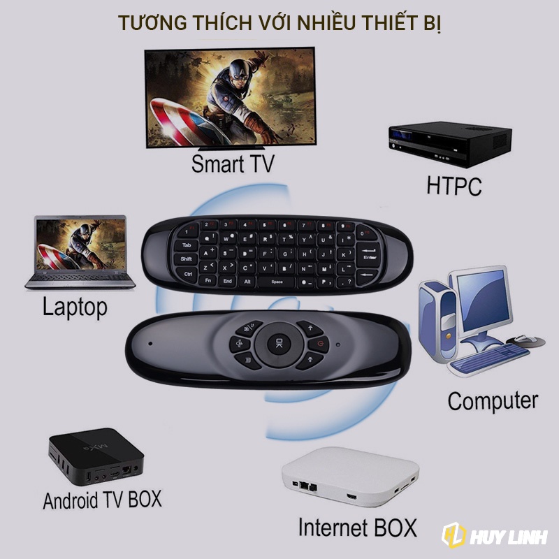 Bàn Phím Mini Không Dây C120 Tích Hợp Chuột Bay Và Điều Khiển Thích Hợp Cho Nhiều Thiết Bị