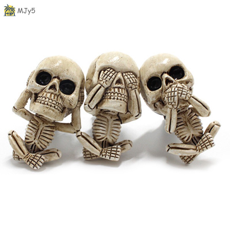 MJy5 Evil Skull Trio Statue a Set of 3 With Air Freshener Car Air Outlet Ornament