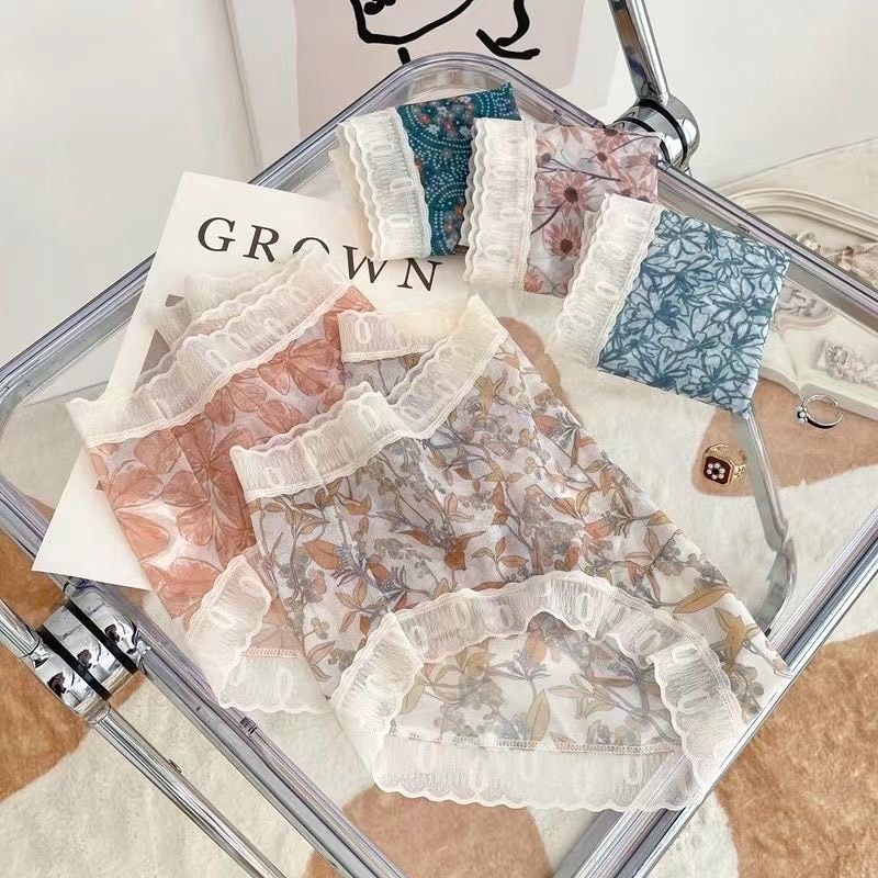 Quần lót nữ cao cấp, lưng cao chất liệu ren tơ tàng hình thoáng khí - 757