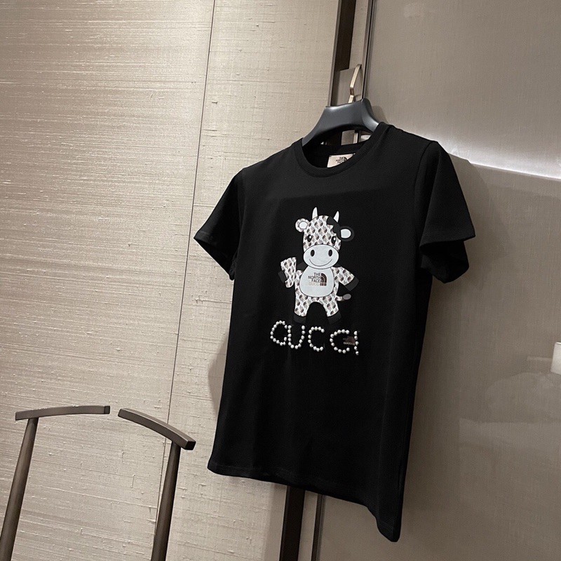 Áo phông nam nữ Gucci GC dáng rộng in hình đính đá cao cấp vải cotton siêu mát