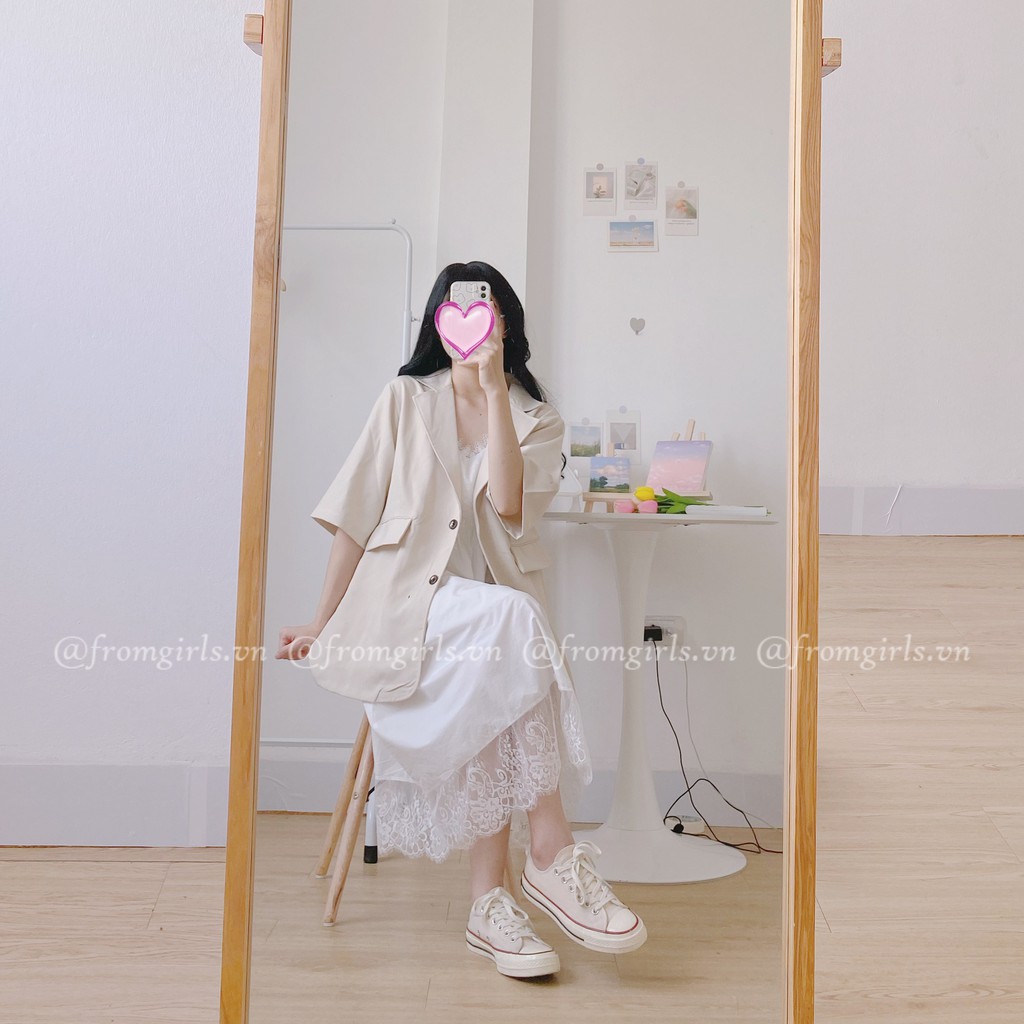 Váy maxi hai dây viền ren, đầm maxi phối ren xinh xắn  - V30FG