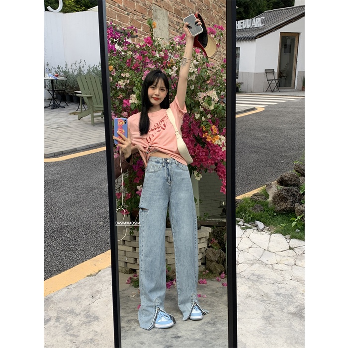 Áo Thun Nữ Ngắn Tay Cổ Tròn In Chữ Thời Trang