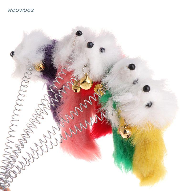 Gậy Đồ Chơi Gắn Lò Xo Và Chuột Giả Vui Nhộn Tương Tác Với Mèo