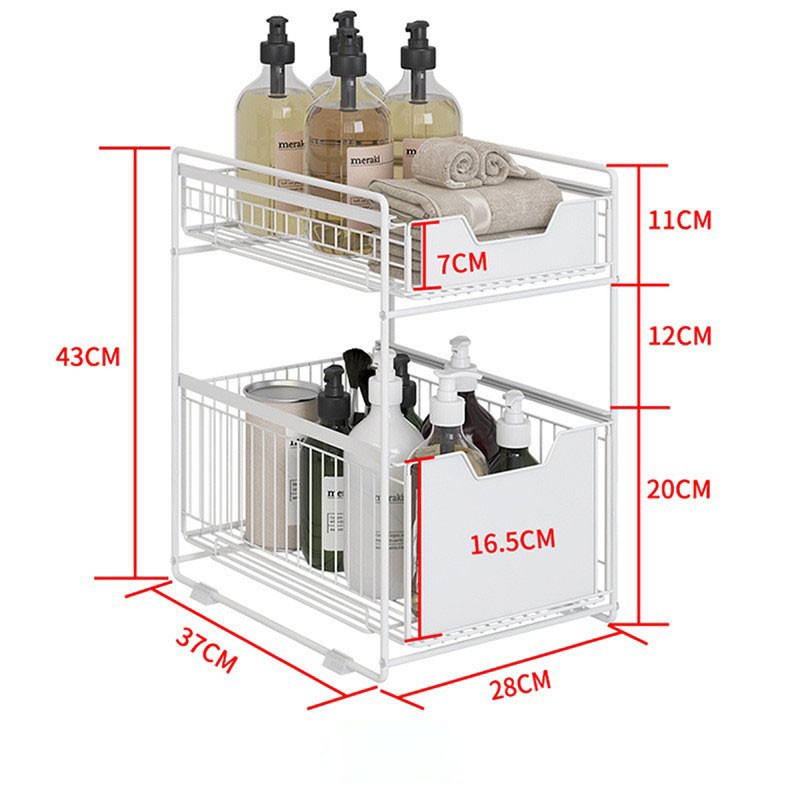 Kệ Ngăn Kéo Trượt 2 Tầng Thông Minh Đựng Đồ Đa Năng Cho Nhà Bếp Nhà Tắm | Gia Dụng Plus
