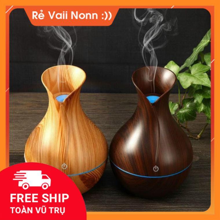 Đèn xông tinh dầu vân gỗ hình bình hoa cao cấp GDMN