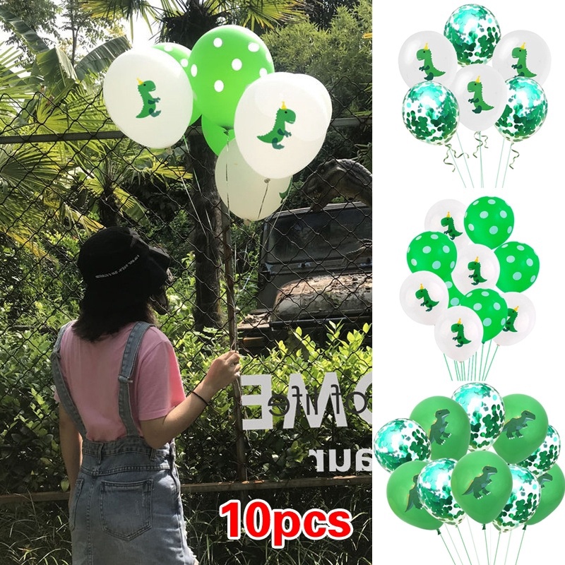 Set 10 bong bóng 12 inch hình khủng long dùng để trang trí tiệc