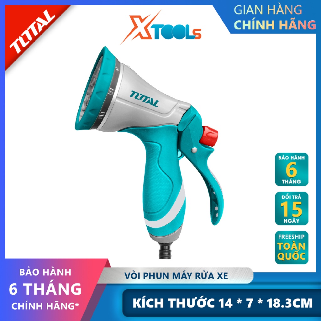 Vòi phun máy xịt rửa TOTAL THZATN1101 vòi xịt phun nước 10 tia Kích thước 14*7*18.3cm Chất liệu TPR + ABS + Hợp kim nhôm
