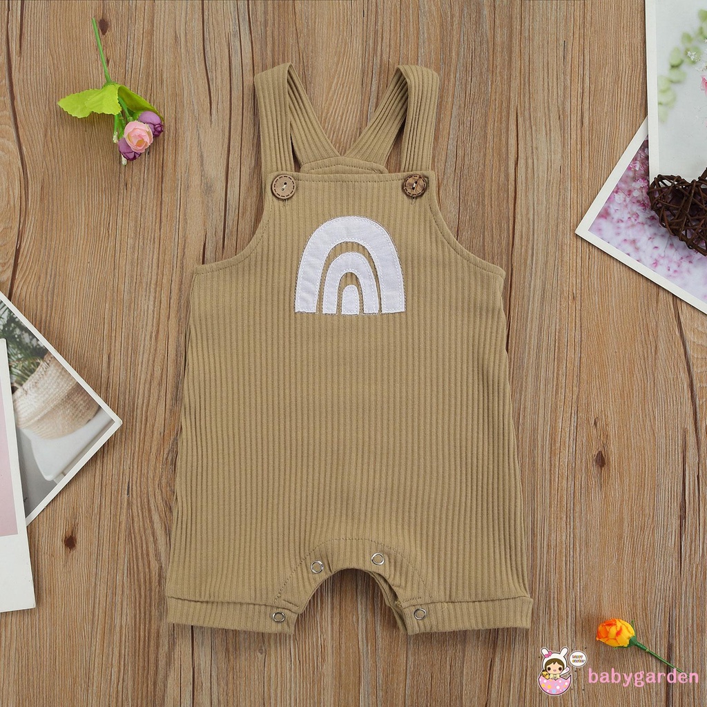 Bộ áo liền quần cổ vuông không tay họa tiết cầu vồng cho bé 0-18 tháng tuổi