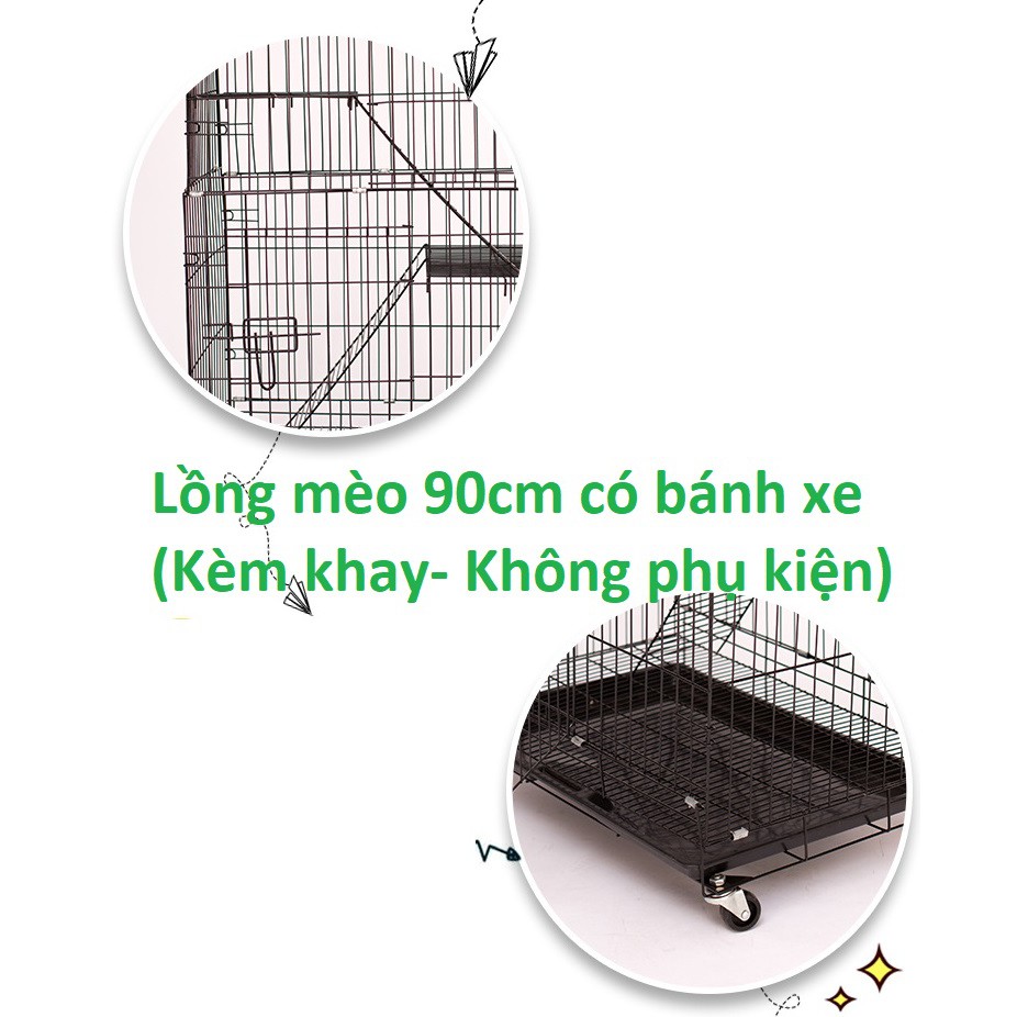 LM600- Lồng mèo 3 tầng sơn tĩnh điện size S KT 90cm rộng 60cm sâu 40cm