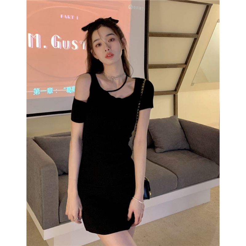 Đầm body hở vai tay dài TABISHOP Váy nữ ôm dáng hở lưng thắt nơ dự tiệc đi chơi siêu xinh