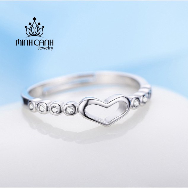 Nhẫn Bạc Tim Rỗng Viền Đính Đá - Minh Canh Jewelry