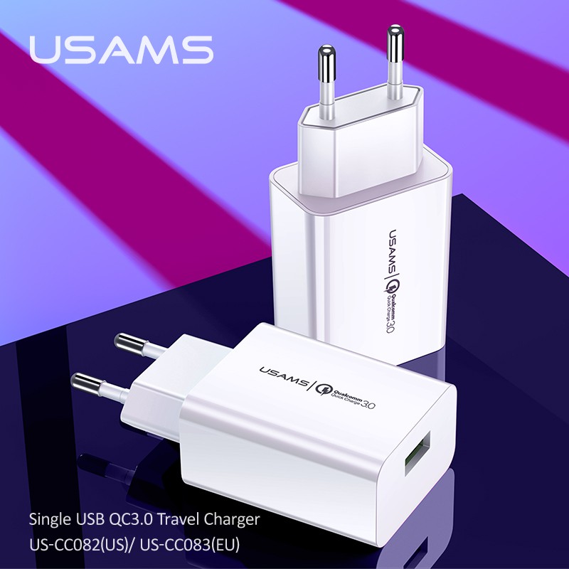 Ổ Cắm Sạc Nhanh USAMS T22 Kết Nối Usb Hỗ Trợ Qc3.0 Dành Cho Iphone Oppo Samsung Huawei Vivo Xiaomi