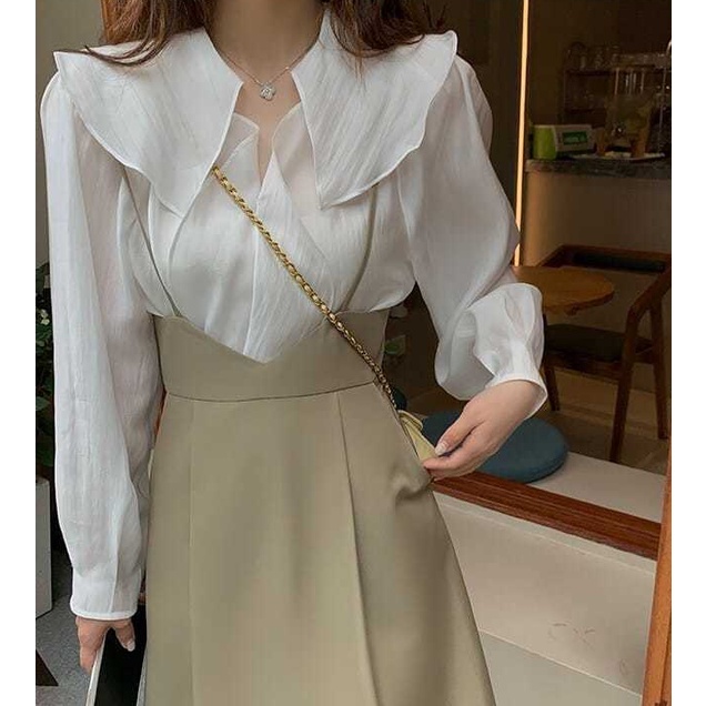 Bộ Áo + Chân Váy Yếm Thời Trang Retro Pháp 2022 Dành Cho Nữ