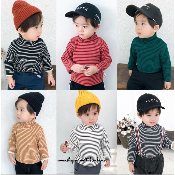 Áo cotton len kẻ cổ cao giữ nhiệt chất dày dặn cho bé trai và bé gái (HN 362) | BigBuy360 - bigbuy360.vn