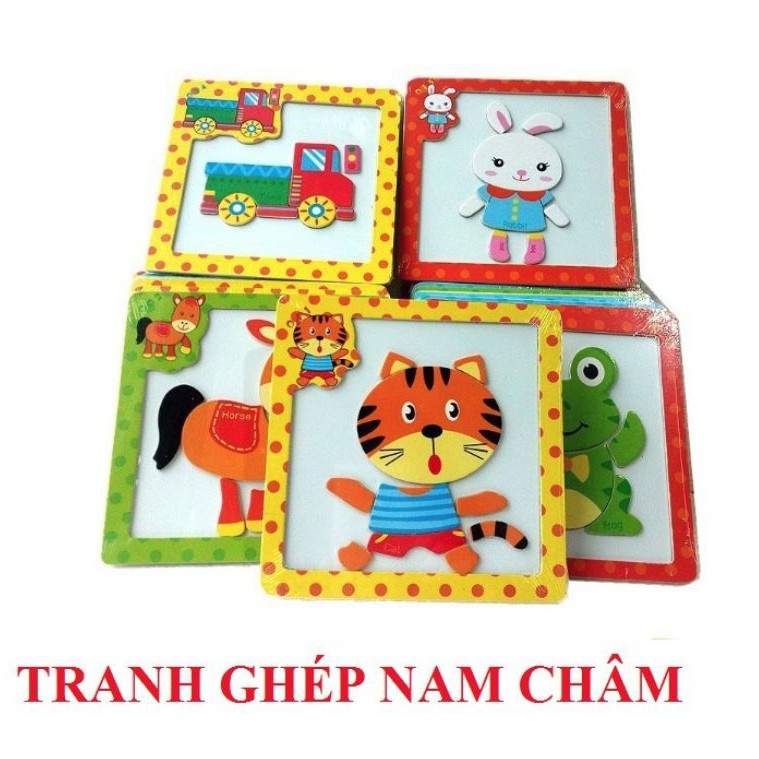 Tranh ghép hình gỗ nam châm 15x15cm (nhiều mẫu)