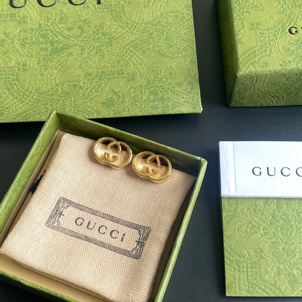 Bông Tai Gucci Bằng Thép Titan Hình Logo GG Đôi Thời Trang Cho Nữ