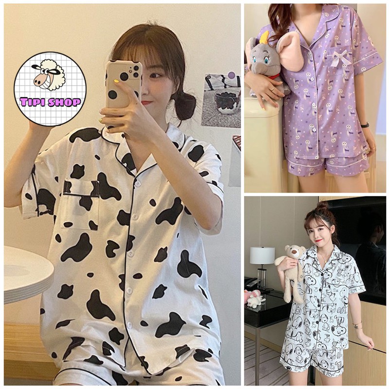 Đồ bộ nữ cotton thun cộc tay, bộ pijama cao cấp Korea nhiều họa tiết dễ thương cho mùa hè | BigBuy360 - bigbuy360.vn
