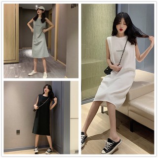 Đầm sát nách in chữ phong cách Hàn Quốc thời trang năng động cho nữ