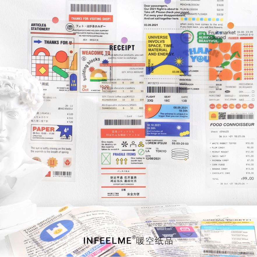 Bộ 3 tấm sticker PET Infeel.me Bill addiction hình dán trang trí sổ tay | BSB254