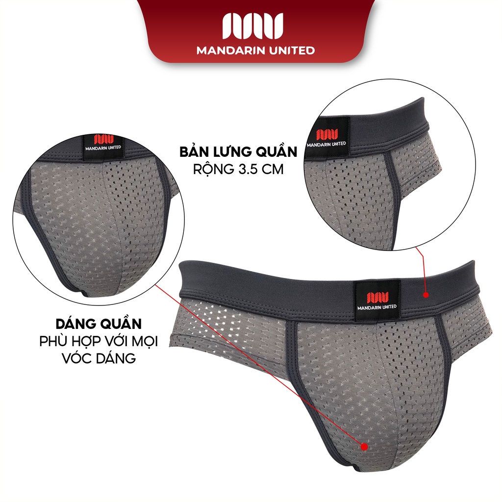 Quần lót nam MANDARIN UNITED sịp tam giác vải lưới thông hơi co giãn 4 chiều thoáng mát - 02213