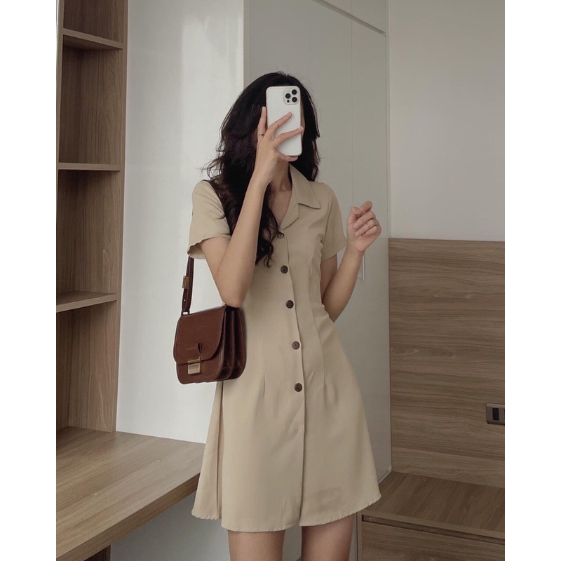 [Mã SKAMA06 giảm 8% tối đa 50K đơn 250K] Váy cổ vest chun sau (ib chọn màu ) | BigBuy360 - bigbuy360.vn