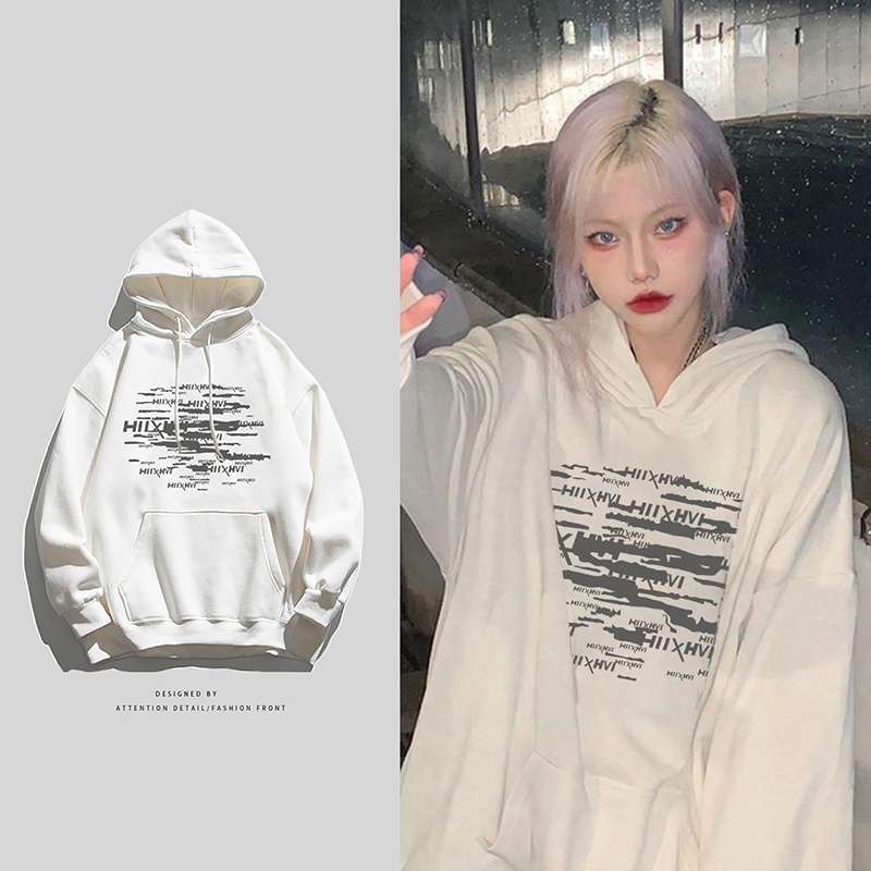 NRVP Áo Khoác Hoodie Tay Dài Dáng Rộng In Họa Tiết Phong Cách Hàn Quốc Dành Cho Nam Nữ