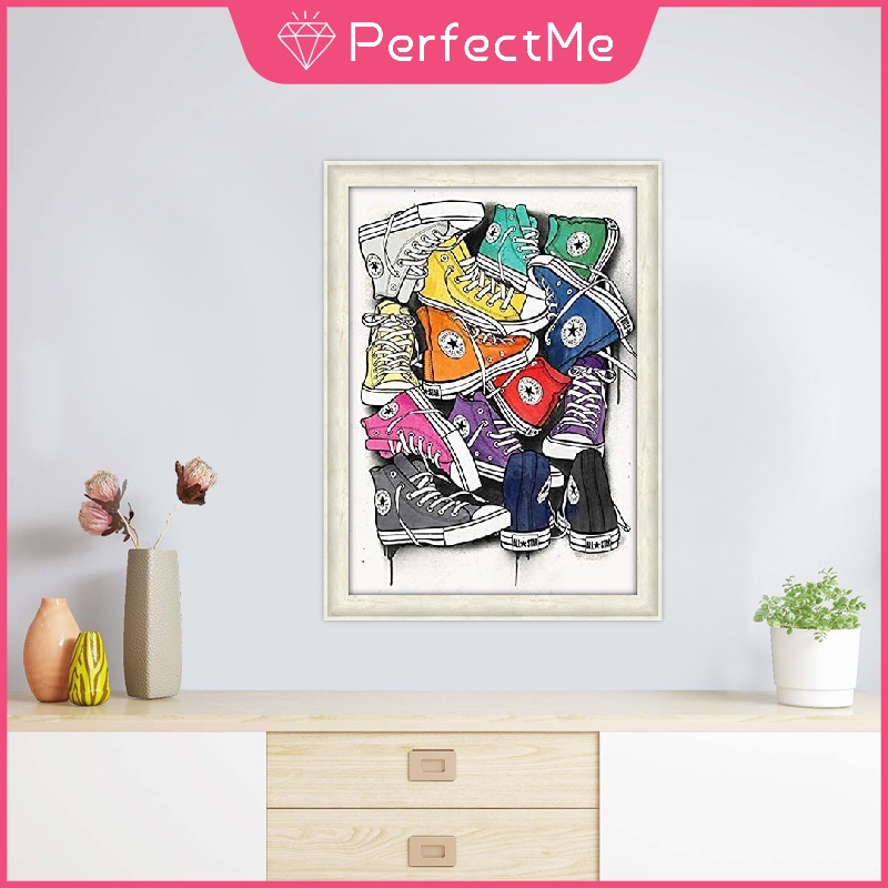 Bộ tranh đính đá 5D DIY hình đôi giày dùng để trang trí nhà