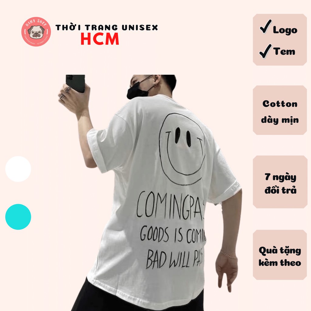 Áo thun tay lỡ form rộng hình Icon Mặt Cười, hình in to và cực đẹp, có size to(Big size), phong cách Unisex AL25