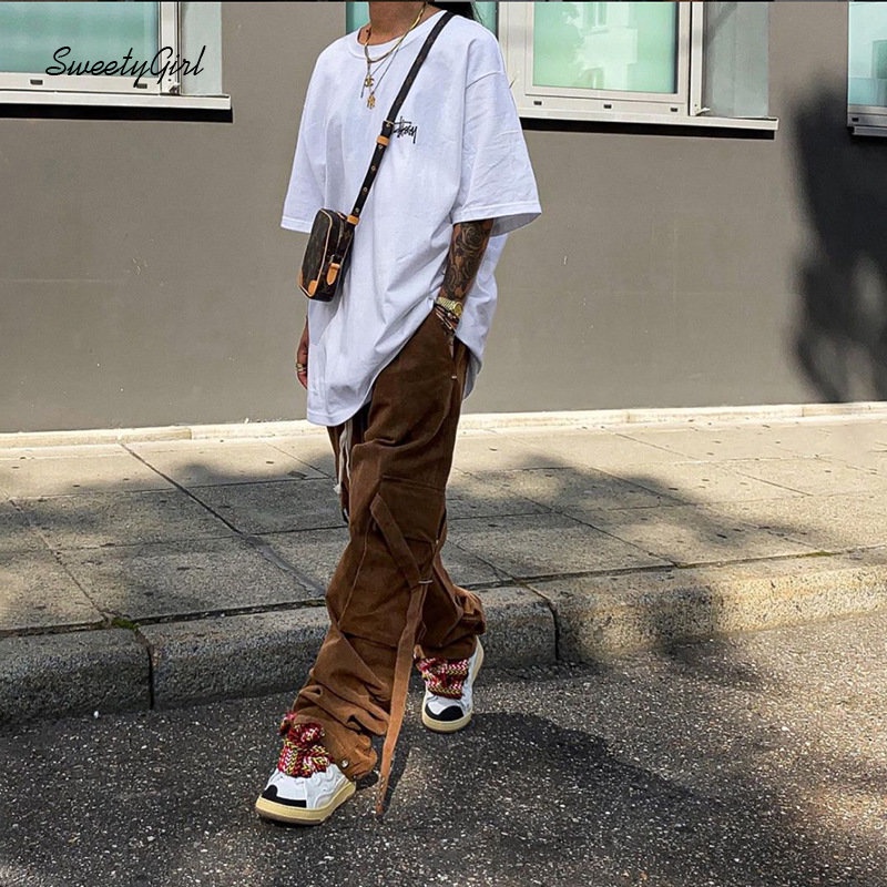 Quần ống rộng Lưng Thấp Màu Trơn Thời Trang 2022 Dành Cho Nữ