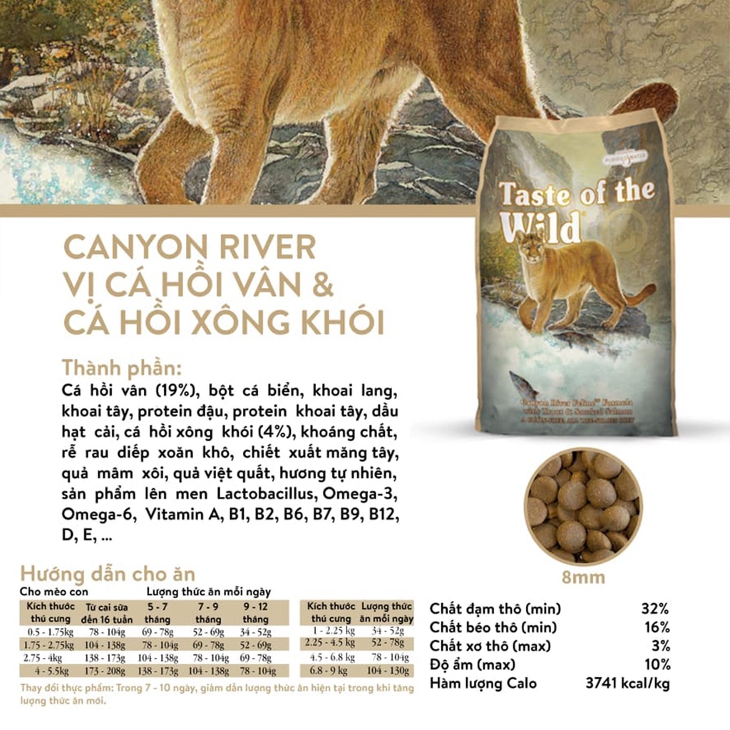 Thức Ăn Cho Mèo - Taste Of The Wild  - Thức Ăn Cho Mèo Anh Lông Ngắn Vị Nai Nướng, Cá Hồi, Chim Cút