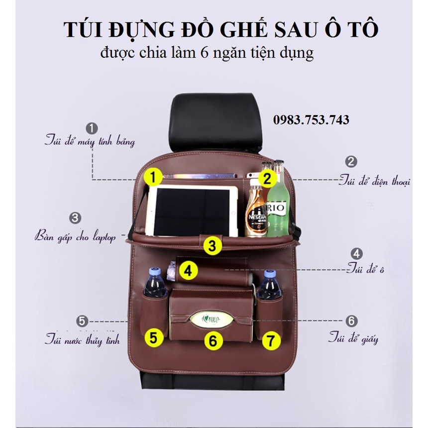 Túi da có bàn - Túi treo da kiêm giá để đồ chất liệu da PU