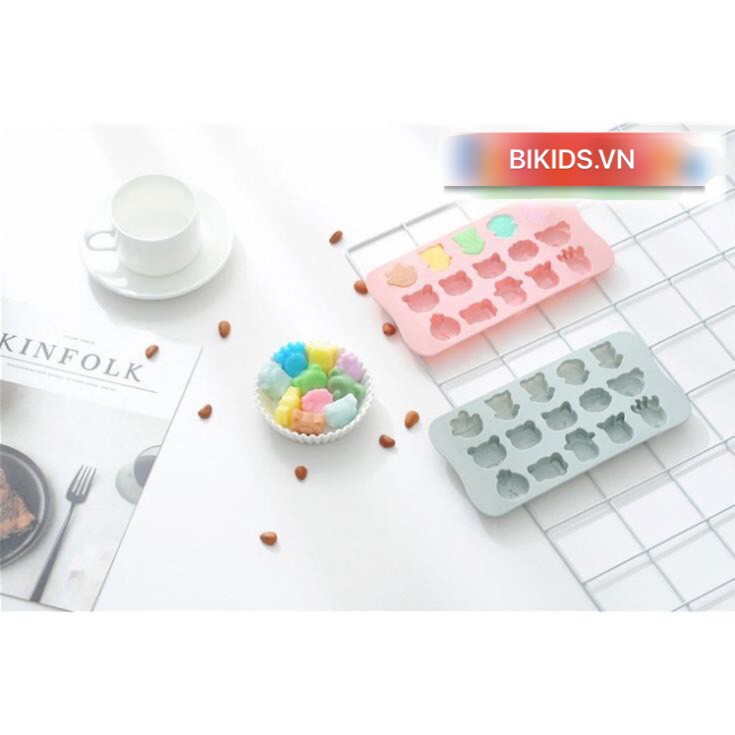 Khuôn thạch socola silicon hình thú 15 viên - Cao cấp