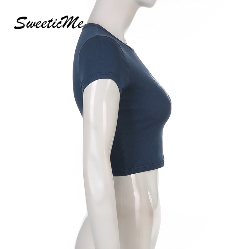 Áo Croptop Cổ Tròn Phong Cách Đường Phố SweeticMe Thời Trang Nữ