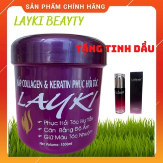 Kem ủ tóc phục hồi hư tổn , Hấp phục hồi , dầu hấp ủ tóc collagen và keratin layki 1000ml