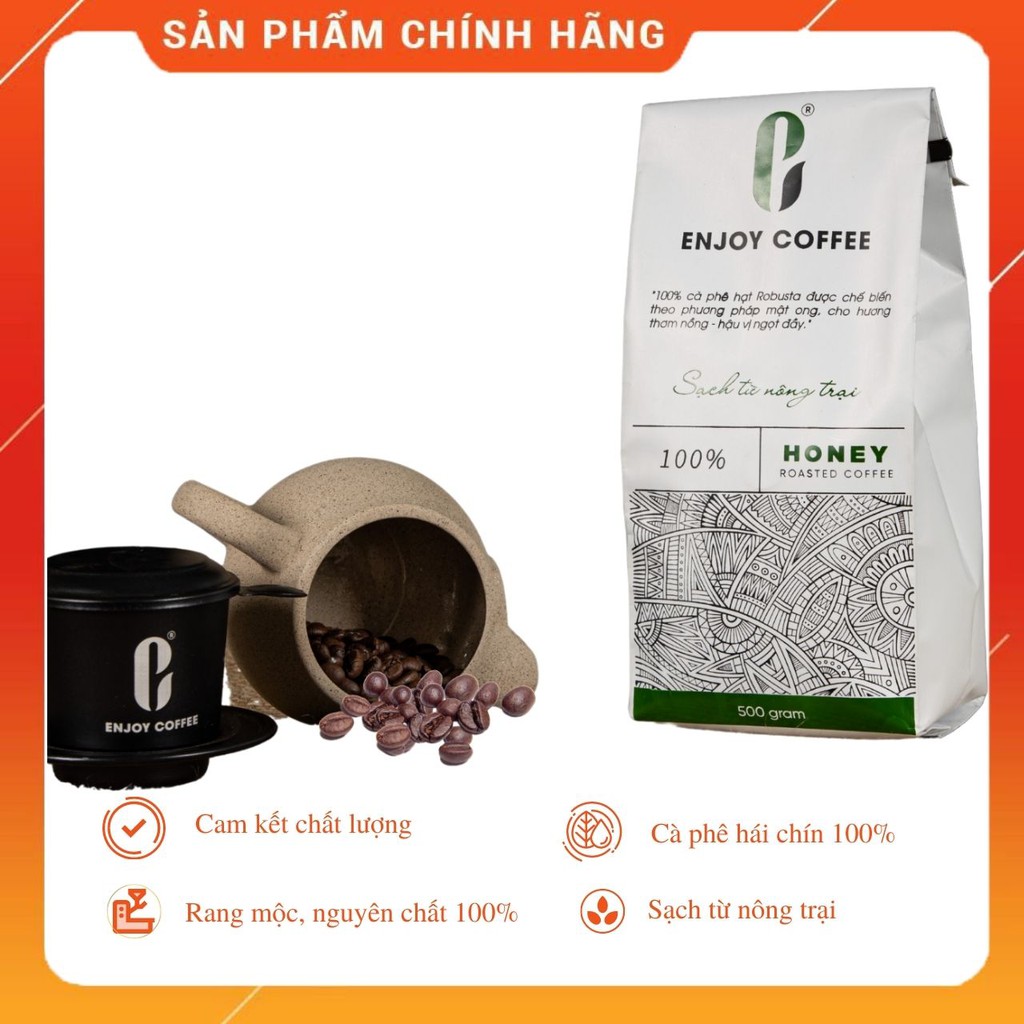 Cà phê nguyên chất rang mộc robusta honey enjoy coffee 500g - sạch từ nông trại