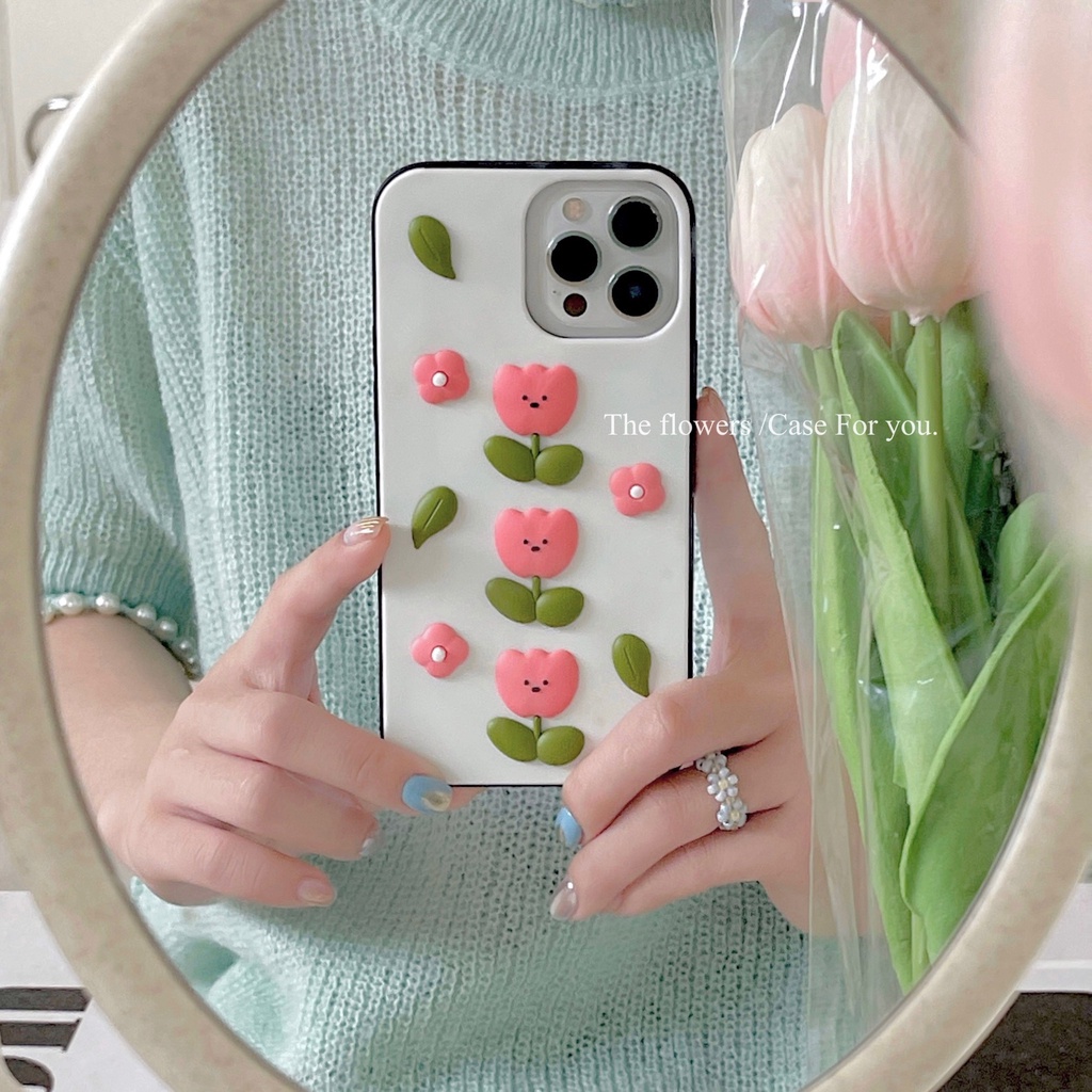 Ốp Điện Thoại Tpu Mềm Hình Hoa Tulip 3D Cho iphone 12 11 13 Pro Max 7 8 Plus 12 Pro Max X Xs Xr Xsmax