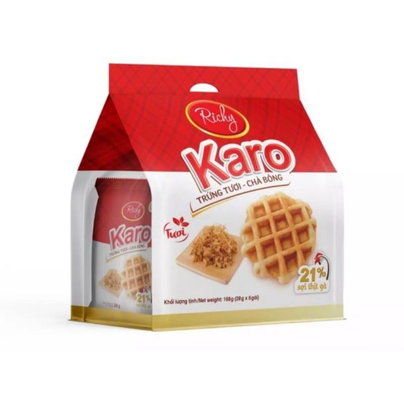 Bánh Karo Sợi gà/Phô mai hoàng kim ăn sáng đủ chất (túi 6 cái)